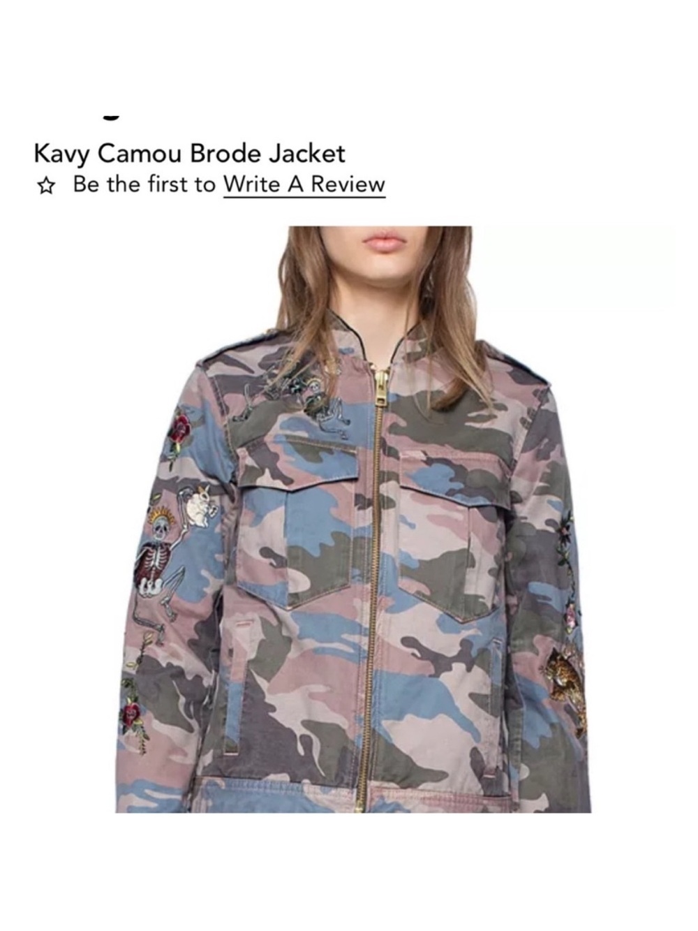 🎉SALE🎉 Zadig & Voltaire Kavy Camou Brode Embroidered Camo Utility Jacket NWOT - Picture 6 of 12
